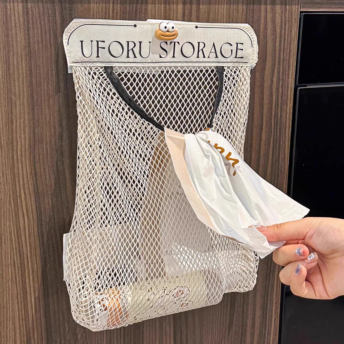 厨房垃圾袋收纳神器壁挂式大容量储物袋子装塑料袋收纳魔术贴网兜