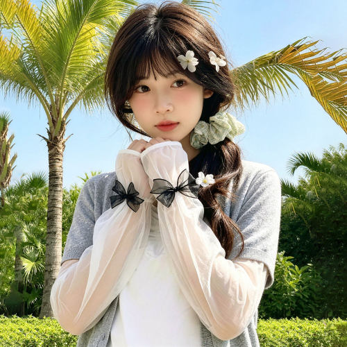 冰丝防晒袖套女2026新款蝴蝶结夏季手袖防紫外线手套宽仙女风冰袖