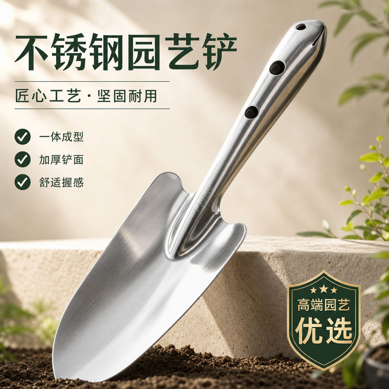 不锈钢小铲子园艺园林工具铁锹铁铲多肉种植栽花种菜户外挖土花铲