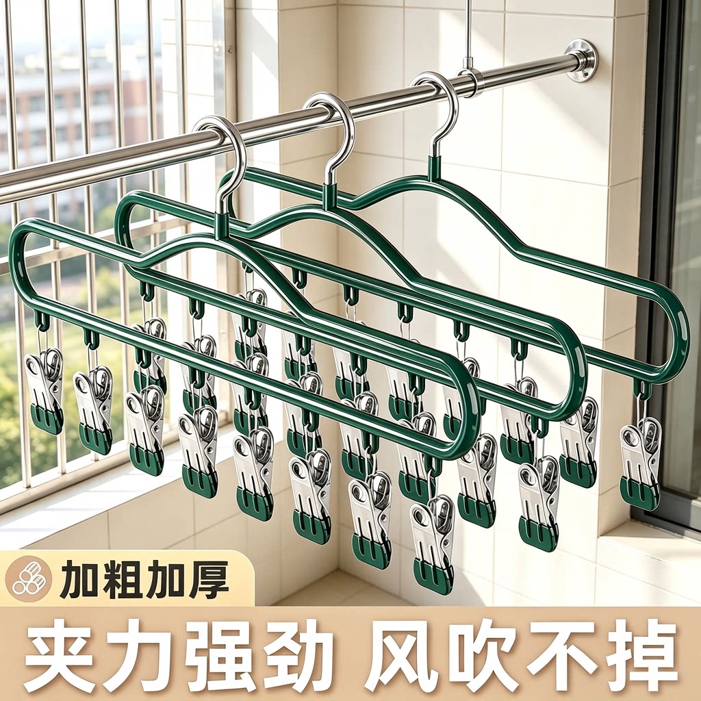 袜子晾晒架衣架带夹子晾衣夹