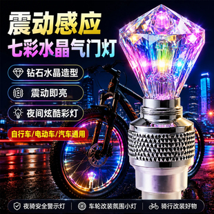 自行车气门芯灯夜骑风火轮灯七彩警示灯电动车摩托车轮胎气嘴灯