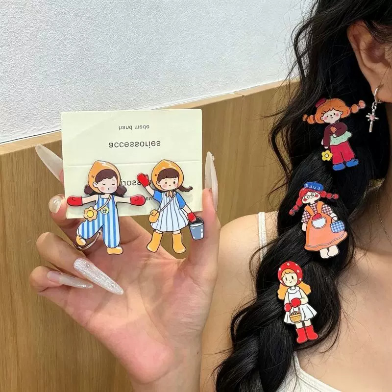 日系可爱田园风小女孩发夹卡通少女心爆棚碎发鸭嘴夹趣味百搭发饰