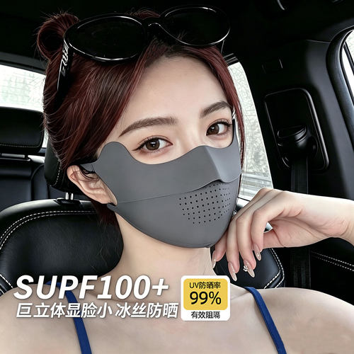 无痕防晒口罩女防紫外线冰丝护眼角遮脸薄款防晒面罩高颜值遮阳