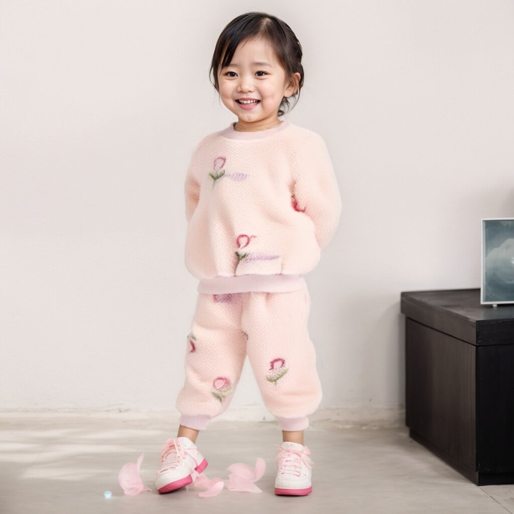 保暖婴儿服装童装秋冬碎花儿童套装女婴童宝韩版加绒加厚家居服