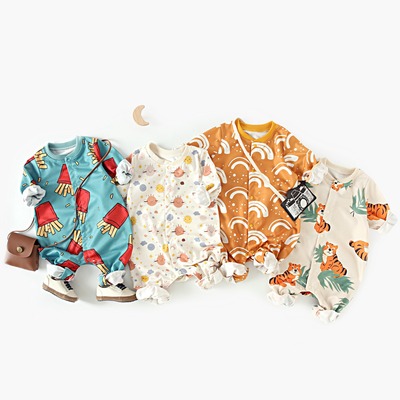 连体衣春秋婴儿服装卡通长袖爬服baby动物哈衣新生儿长爬宝宝衣服