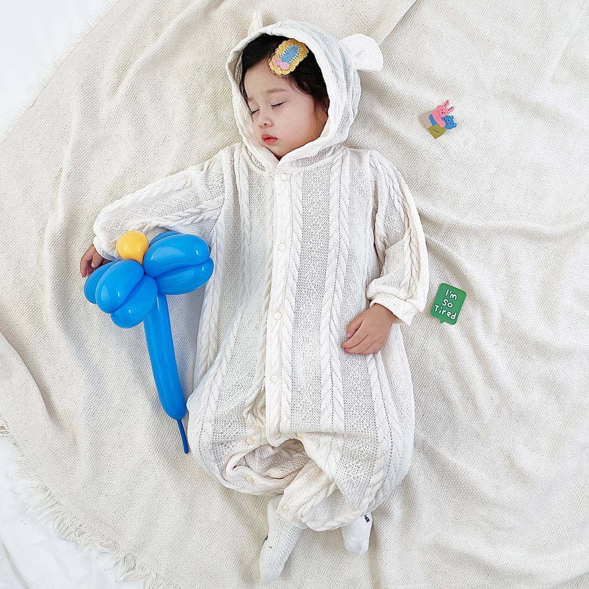 婴儿衣服秋冬针织粗线毛衣男女宝宝外出保暖爬服春韩版婴儿连体衣