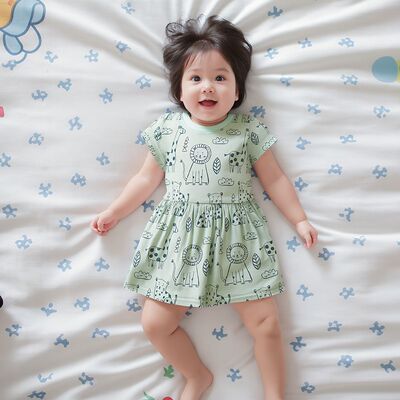儿童洋气连衣裙纯棉女宝宝婴儿衣服女童卡通印花裙子夏季