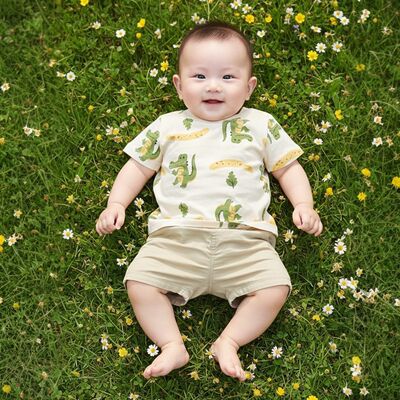 儿童T恤春夏季短袖上衣鳄鱼卡通套头衫纯棉宝宝衣服男女童装