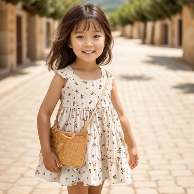 纯棉吊带韩版儿童裙子女童连衣裙碎花女宝宝沙滩裙夏复古婴儿衣服