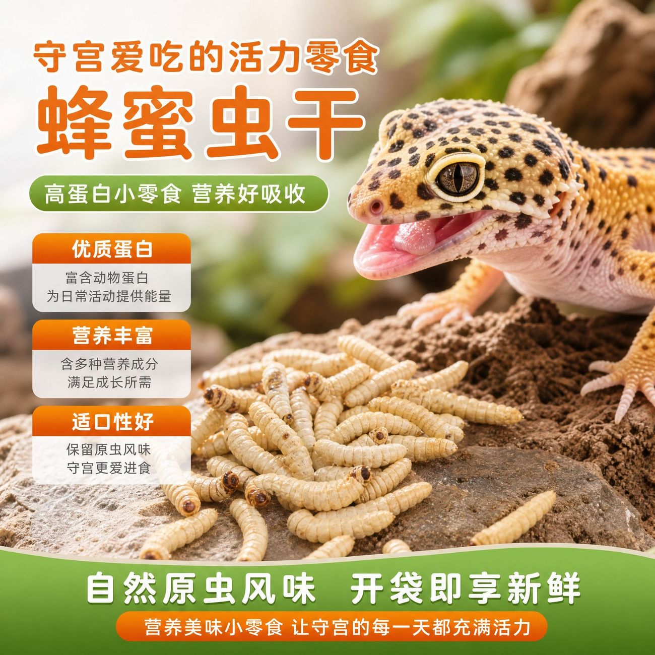 蜂蜜虫干饲料壁虎守宫蜥蜴玉米虫冻干豹纹睫角虫子营养高蛋白食物