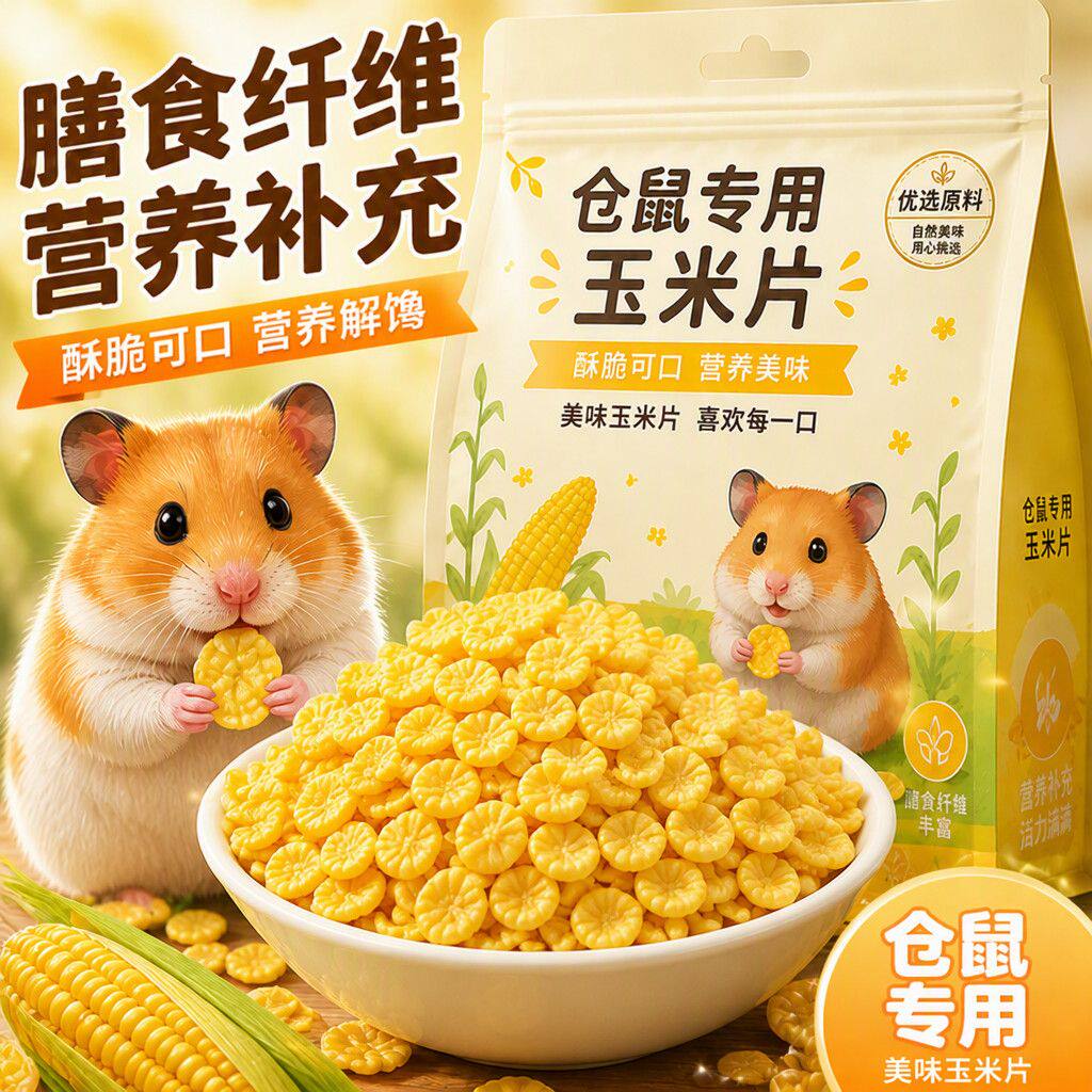 低脂营养玉米片仓鼠磨牙零食互动鼠主粮饲料金丝熊花枝鼠侏儒专用