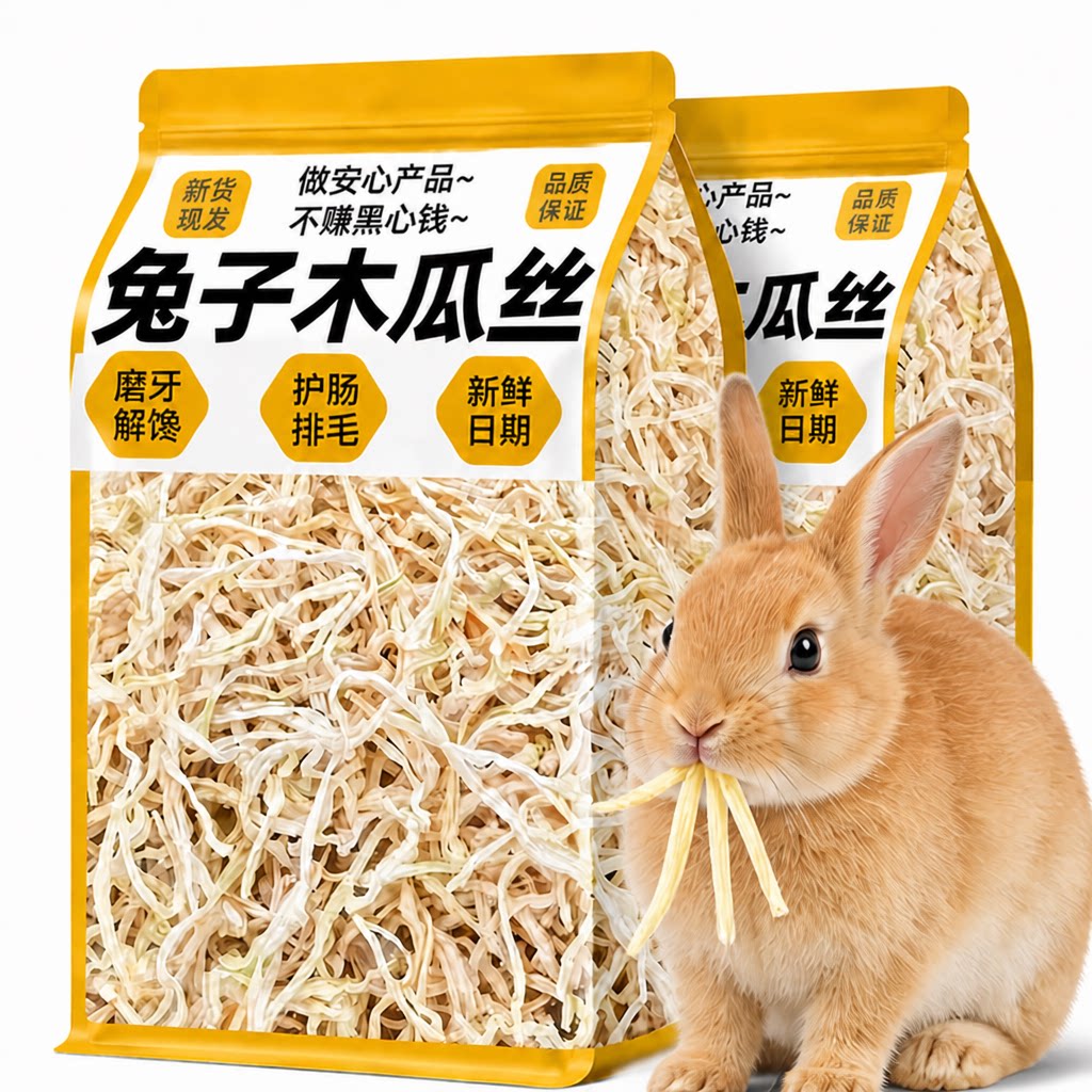兔子零食烘干青木瓜丝磨牙零食豚鼠仓鼠兔兔专用排毛洁齿互动粮食