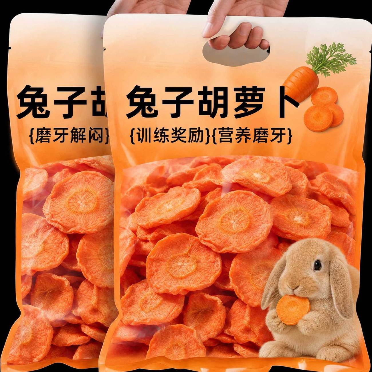 兔子蔬菜零食胡萝卜干粒圆片兔兔豚鼠荷兰猪营养磨牙蔬菜伴粮冻干