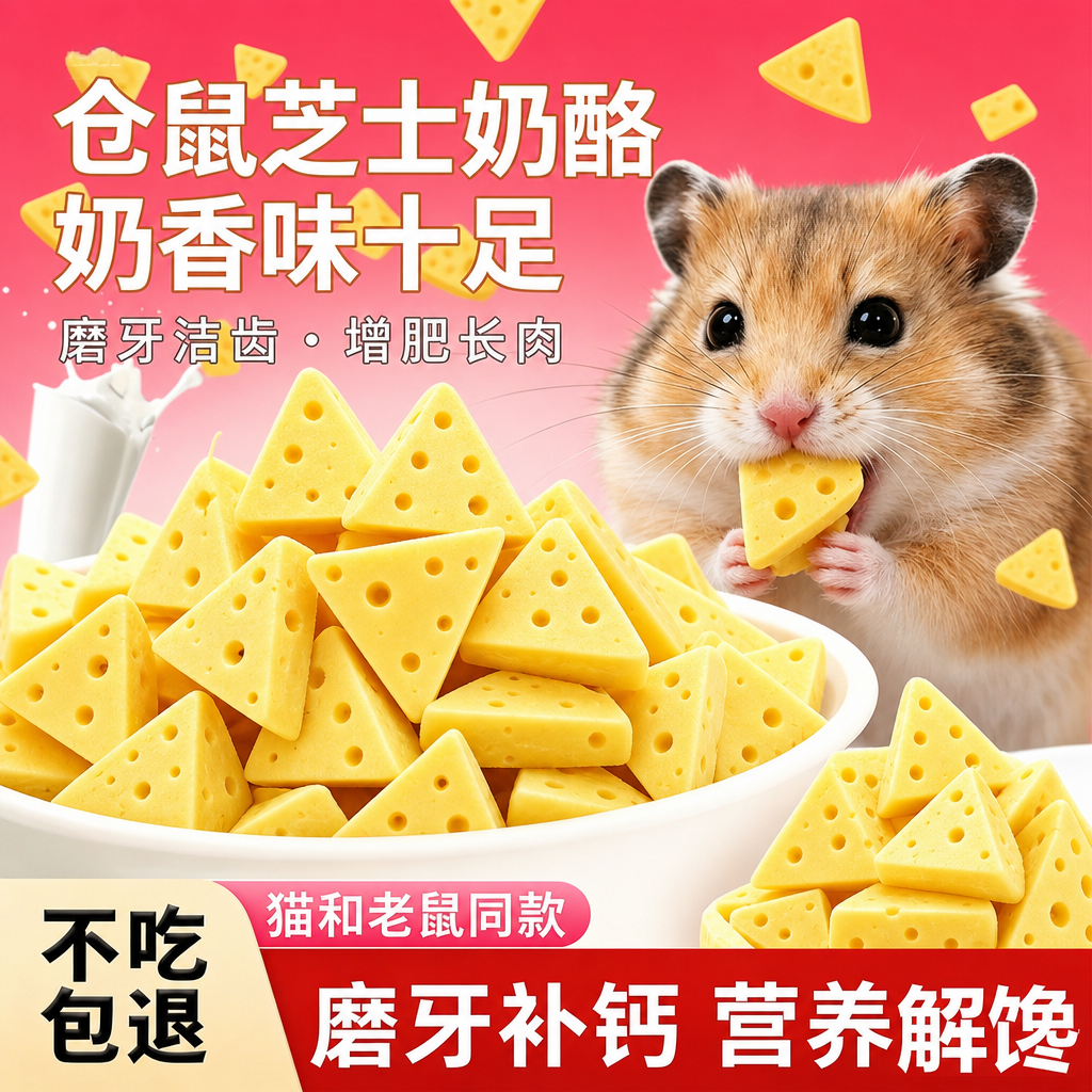 仓鼠零食芝士奶酪冻干磨牙金丝熊粮食增肥营养长肉蜜袋鼯小宠用品