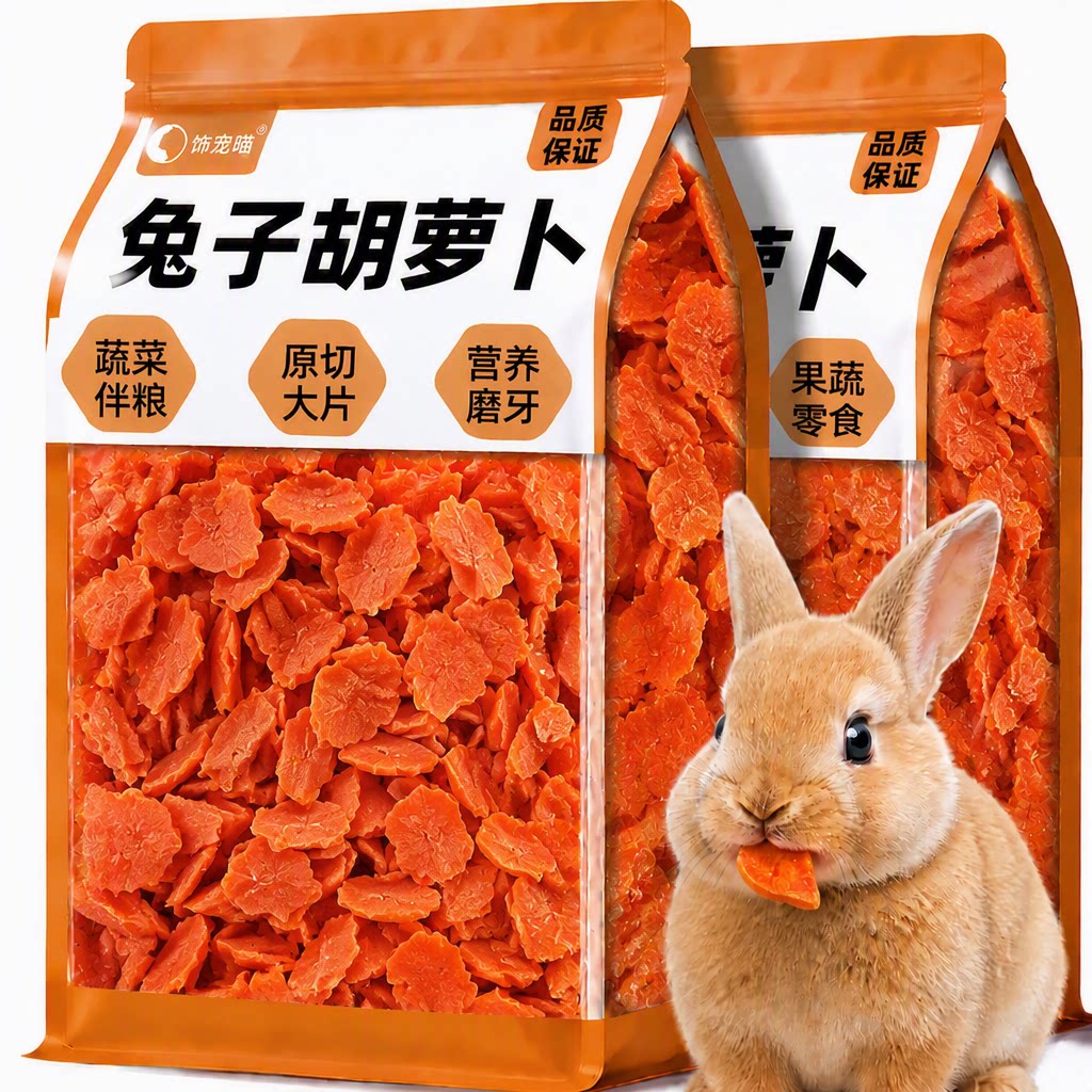 兔子蔬菜零食胡萝卜干粒圆片兔兔豚鼠荷兰猪营养磨牙蔬菜伴粮冻干