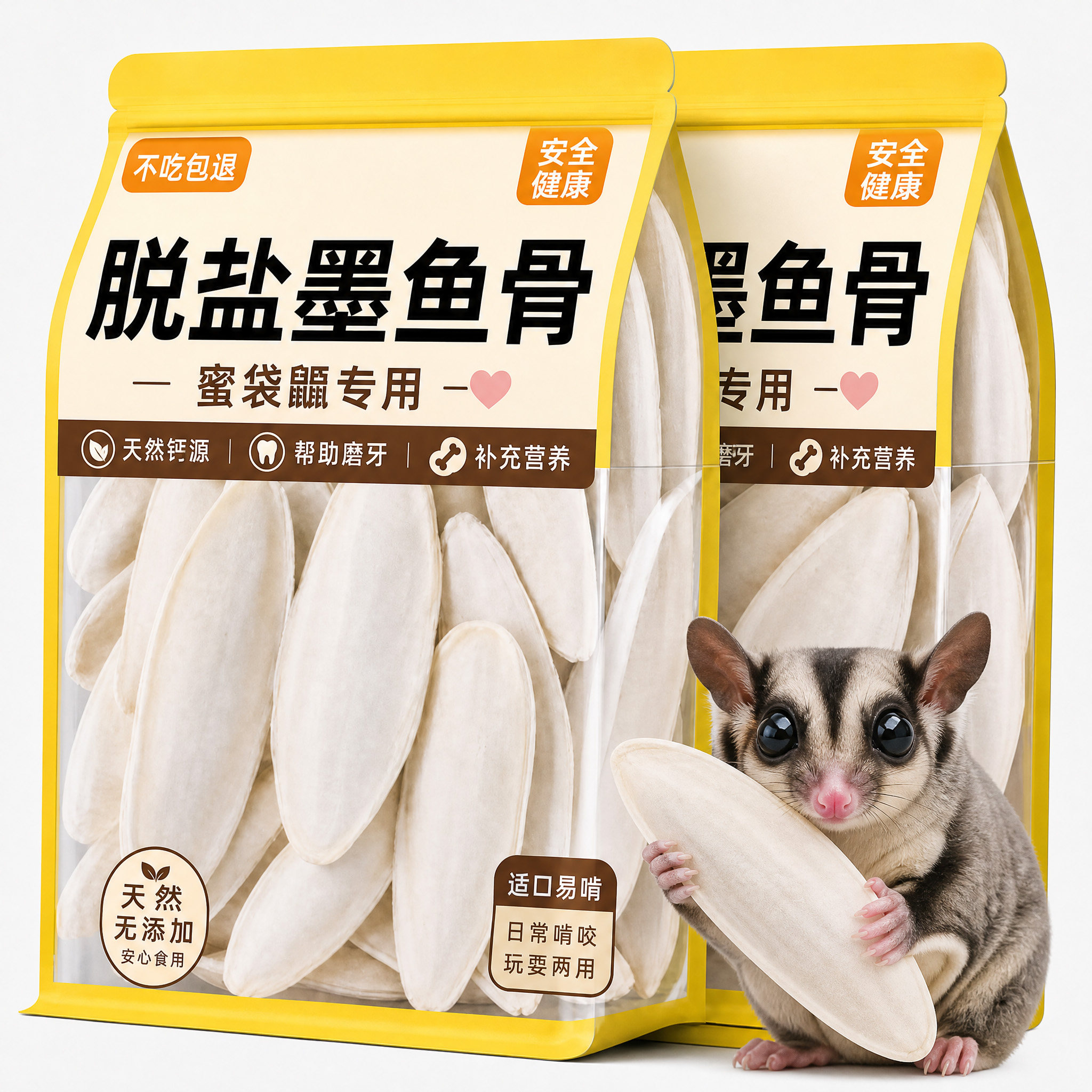 高钙营养脱盐墨鱼骨蜜袋鼯专用训飞零食磨牙仓鼠粮奖励解闷互动