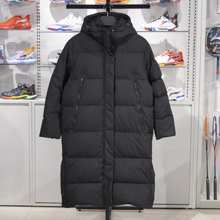 李宁长款羽绒服女子2024冬季健身系列防泼水80%鸭绒外套AYMU110