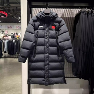 李宁长款长羽绒服男女同款2025新款羽毛球系列连帽运动服AYMV137