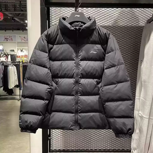 李宁短款羽绒服男士2025冬季新款防泼水鸭绒保暖立领外套AYMV215
