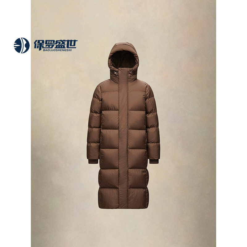 80368保罗盛世防水防风连帽羽绒服外套长款羽绒服