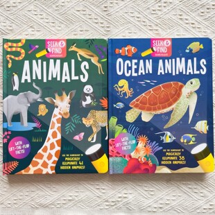 英文原版 魔法手电筒 Seek & Find Searchlight Ocean Animals 儿童海洋动物百科翻翻书