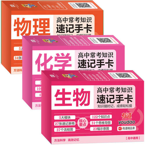 【高中理科三科】高中常考知识速记手卡物理+化学+生物全套9册高考复习基础知识清单考点语文英语政治历史考点知识记忆卡片口袋书
