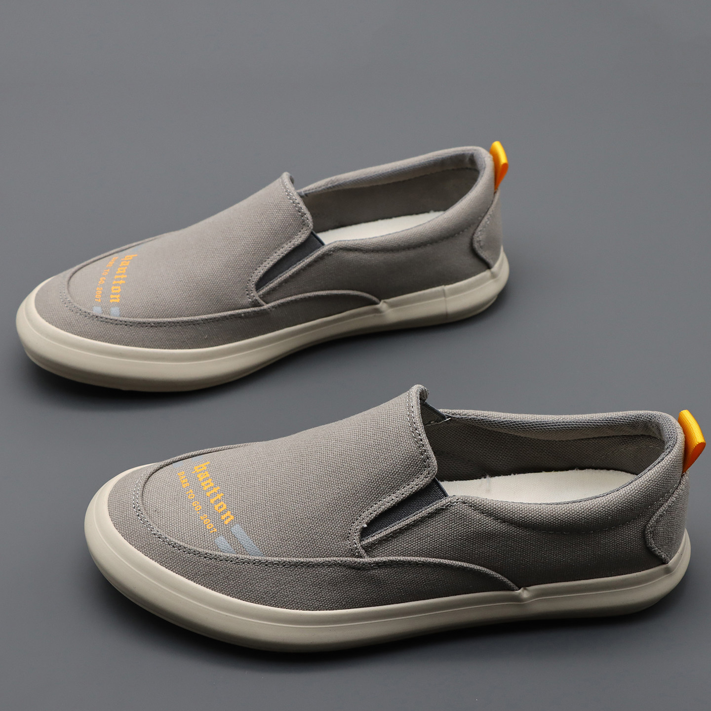 帆布鞋男春季新款一脚蹬懒人鞋男鞋低帮软底透气布鞋百搭休闲板鞋