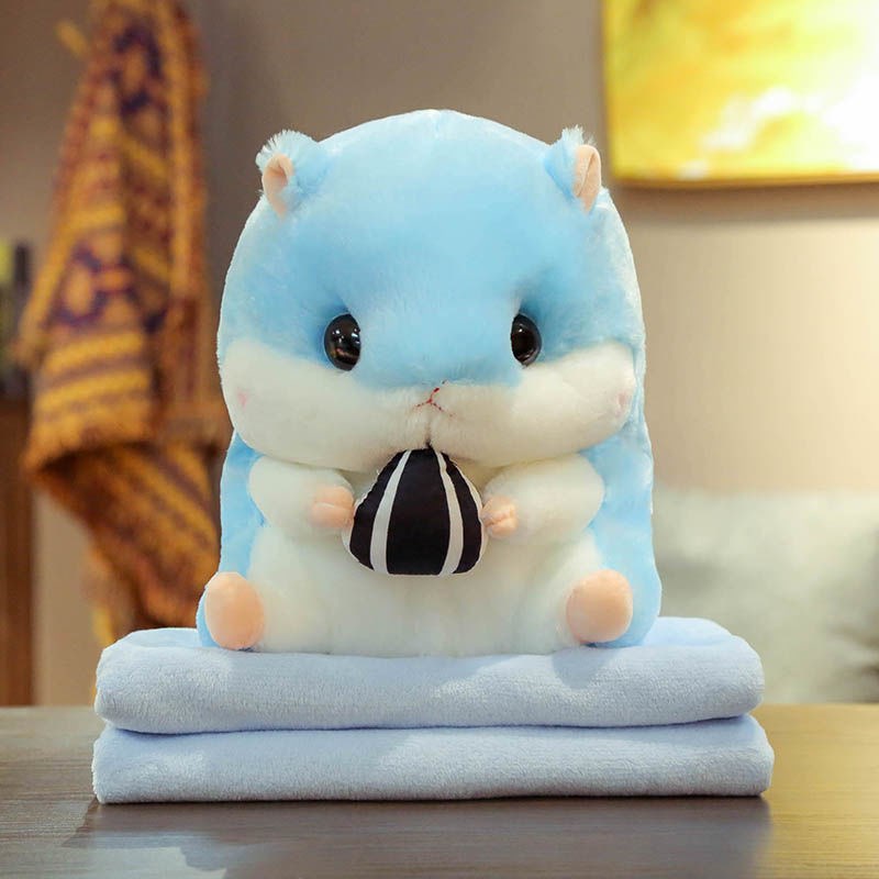 仓鼠公仔布娃娃玩偶办公室抱枕空调毯毛毯手捂三y合一捂手抱枕