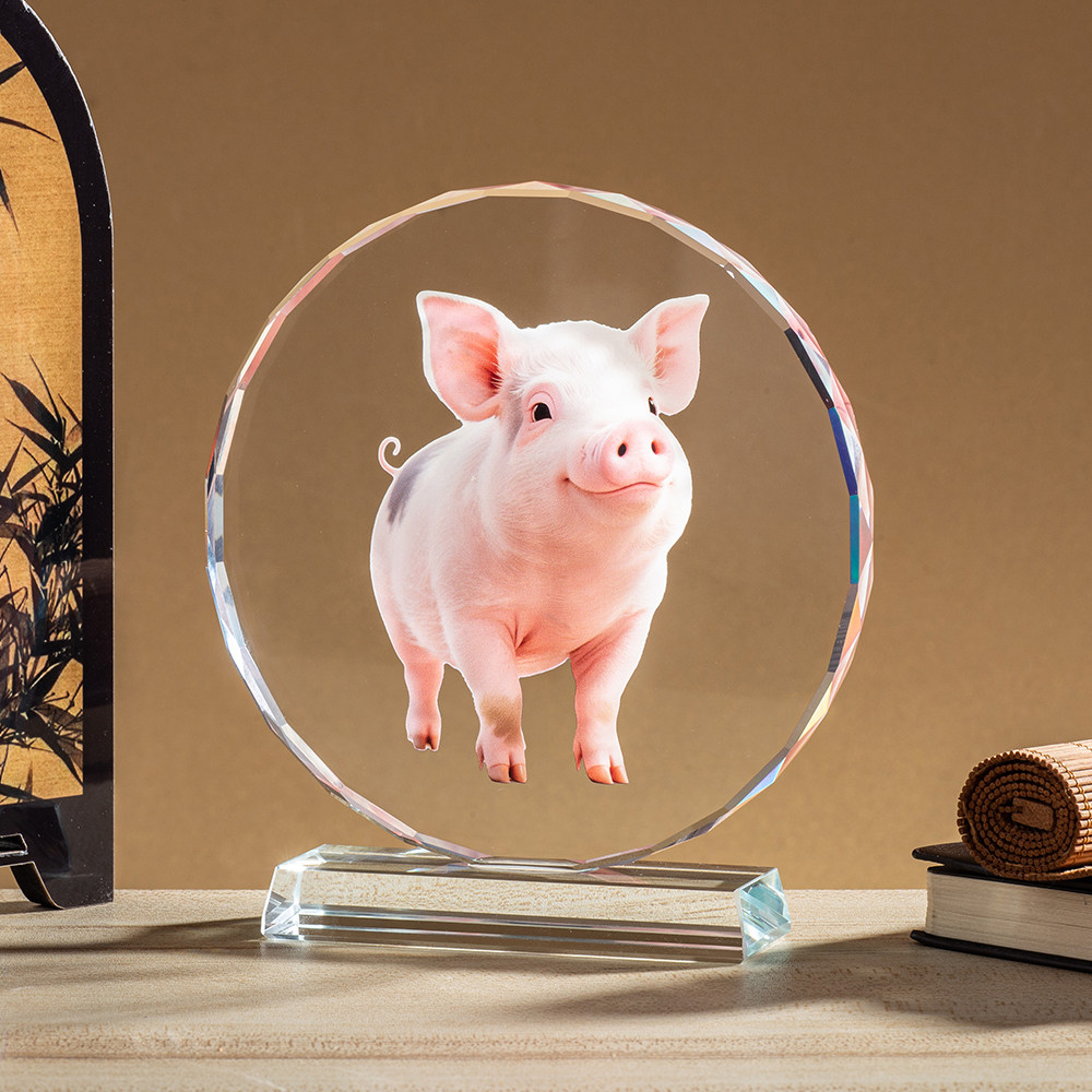 水晶猪摆件十二生肖猪家居装饰品办公室桌面摆设送朋友生日礼物
