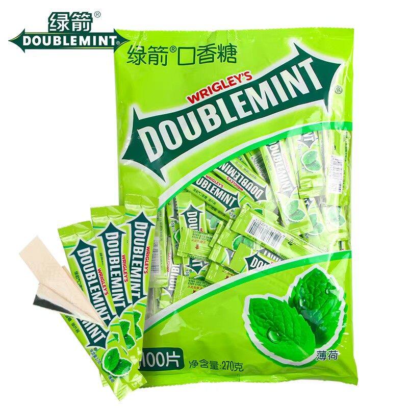 约会接吻清新口气糖果绿箭口香糖薄荷味100片便携罐装零食泡泡糖
