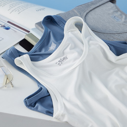 莫代尔背心男款夏季冰蚕丝运动速干汗衫修身坎肩白色内穿打底新款