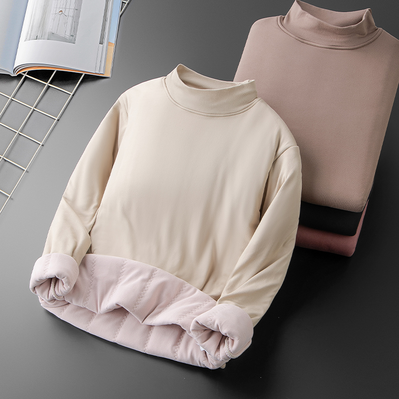 半高领加绒加厚保暖衣夹丝棉