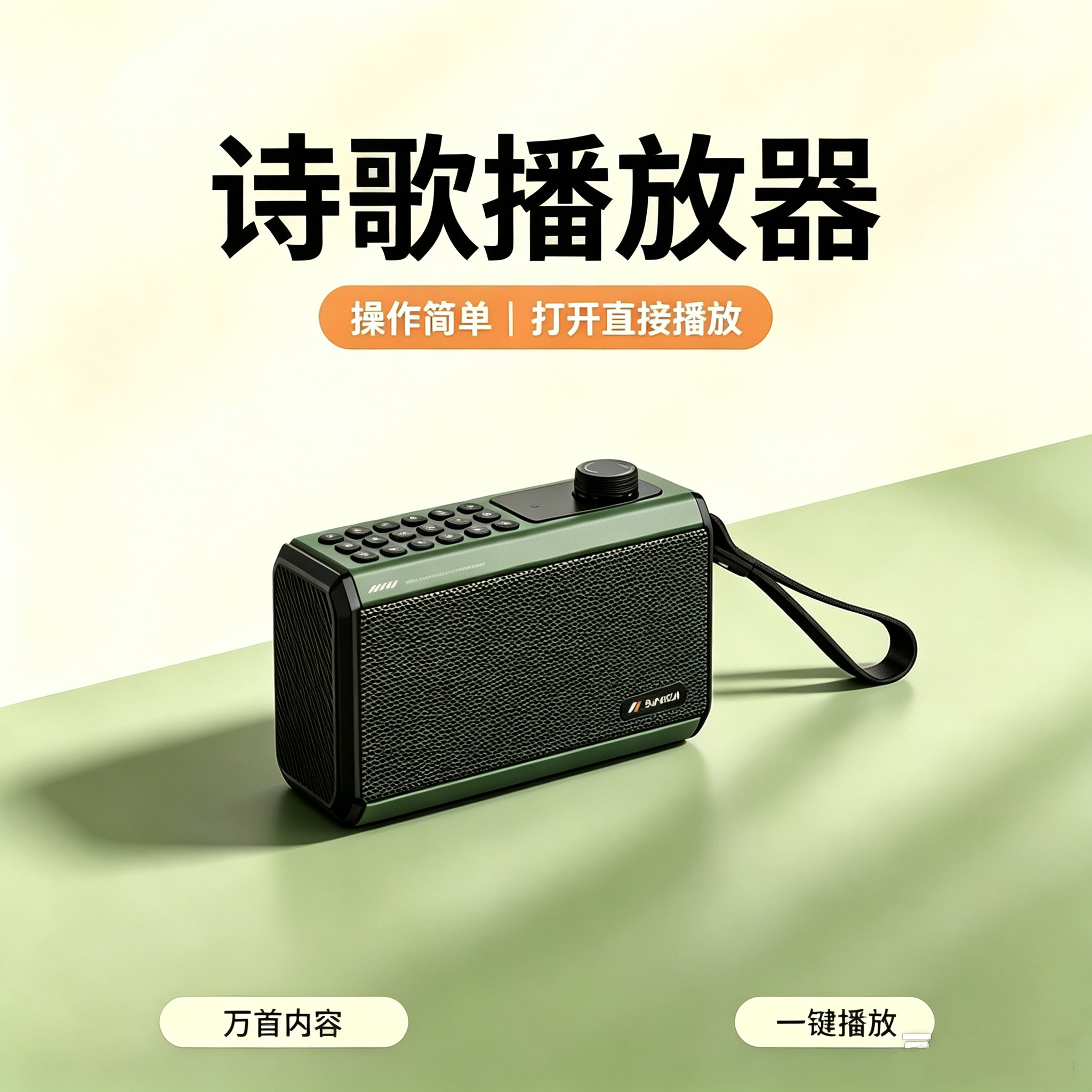 新款诗歌播放器老年人便携点读机音箱插卡可连蓝牙耳机充电收音机