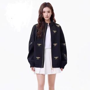 百搭刺绣满印老鹰情侣夹克 休闲宽松时尚 boy春秋新品 男女同款