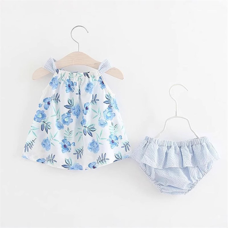 Summer 2025 Kids Clothing Explosive Flower Print Bow Tie Top