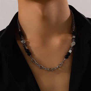 Titanium UnfadingEu Hip Bead Mens Fashion Necklace Hop Steel