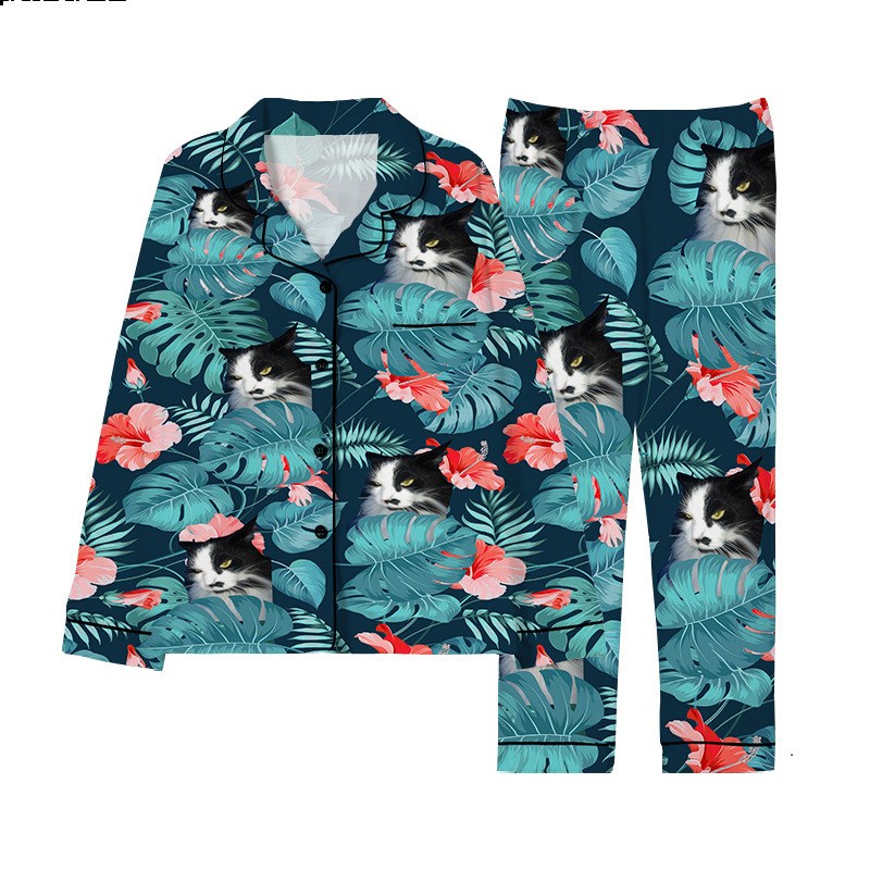 Printed Pajama Sets Leisure SpringAutumn Custom Dog Beach Co