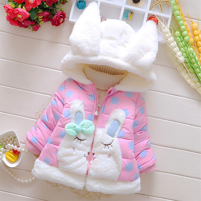 Winter New Kids Clothing Girls Shy Rabbit Dot Thickened Cott