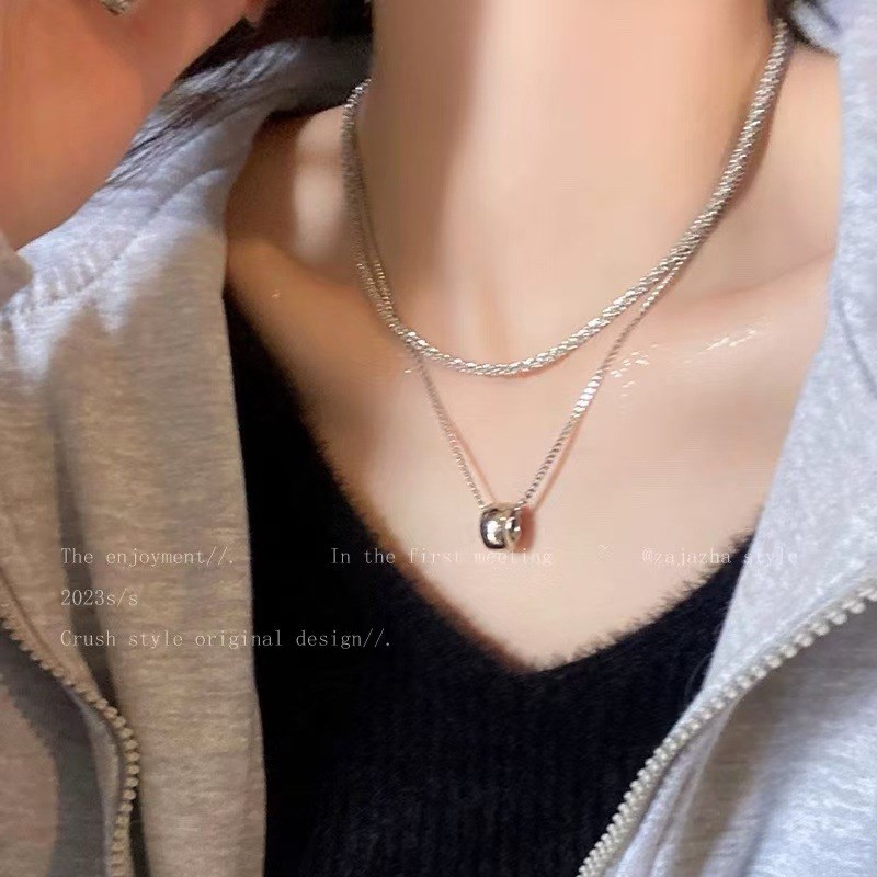 Double Layer Sparkling Bead Sweater Chain for Women Fashiona