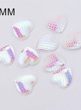 18MM Heartshaped Fish Scale Resin Drill AB Color DIY Jewelry