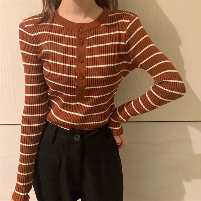 Stripe Tops Knitwear Fashion Sweaters for Women in 2025 Autu