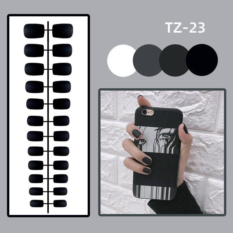 Matte Square Shaped Nail Tips 24PCS Strip False Nails DIY Ma