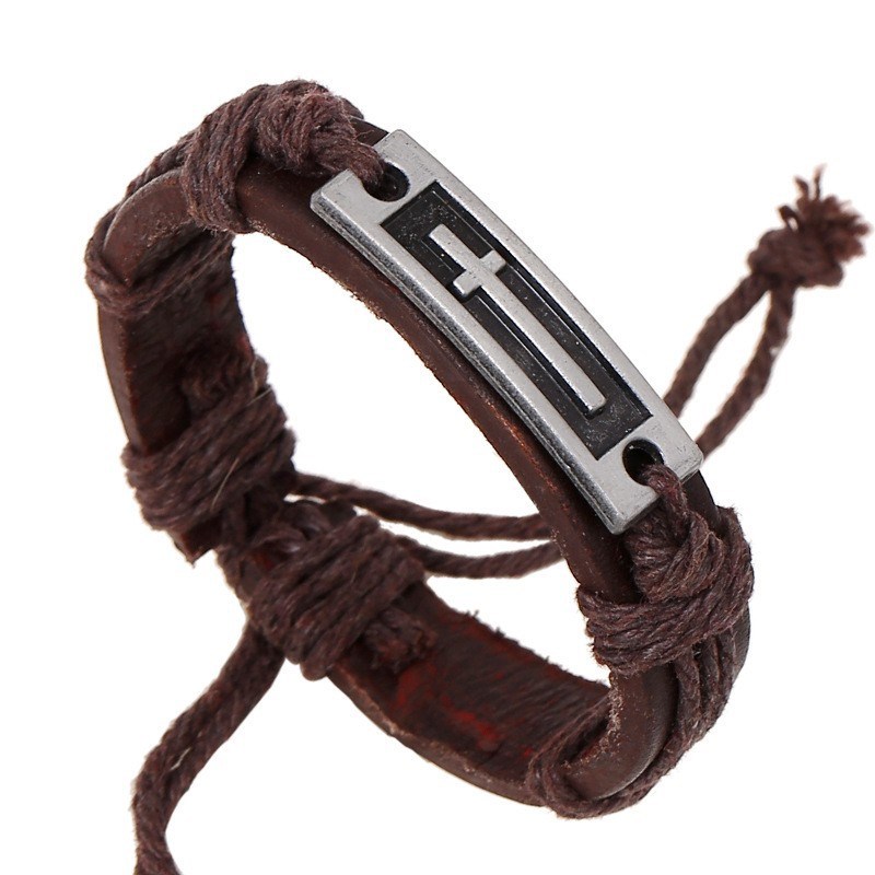 Retro Braided Leather Bracelet Simple Adjustable for Europe