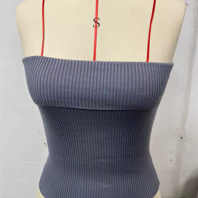 2025 Spring Summer Strapless Knitwear 3Color Texture Slimmin
