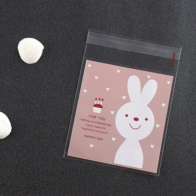 Korean Bakery Packaging Rabbit Selfadhesive Bags Cookie Plas