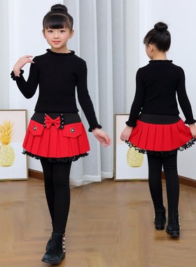 Winter Kids Faux TwoPiece Skirt Pants Girls Warm Outerwear L