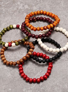 Simple Handmade Beaded Single Loop Wood Bracelet Promotion G