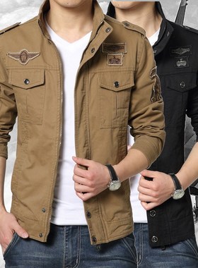 SpringFall Unhooded Cotton Jacket with Zipper Black for Casu