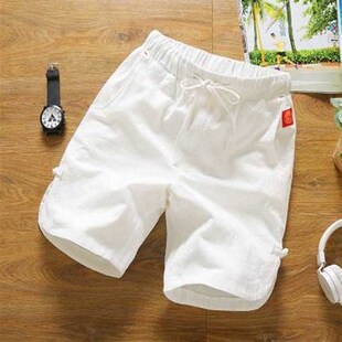 Chinese Style Button Shorts for Men Linen Casual Shorts Summ