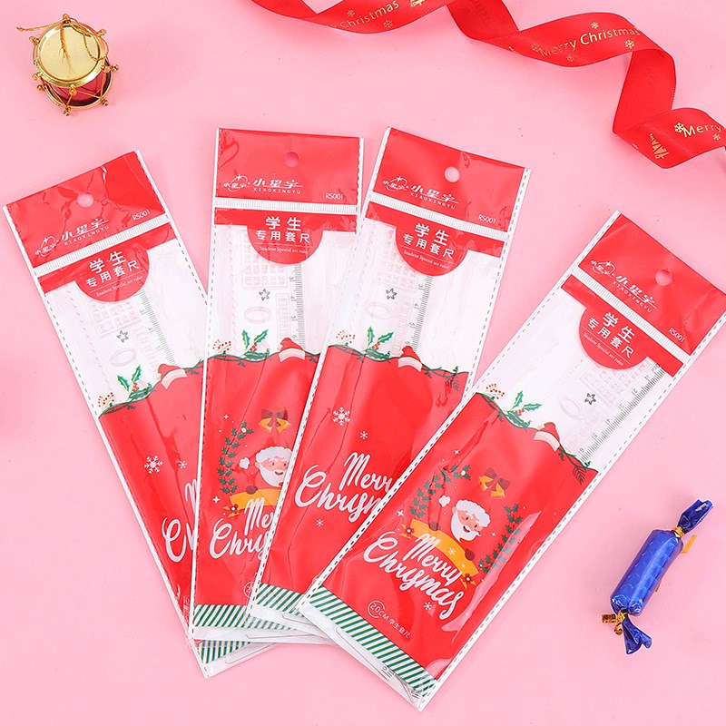 Christmas Stationery Set 20cm Ruler FourPiece Set Student Pa